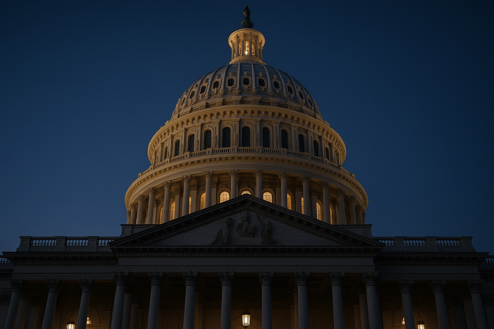 A capitol dome at dusk