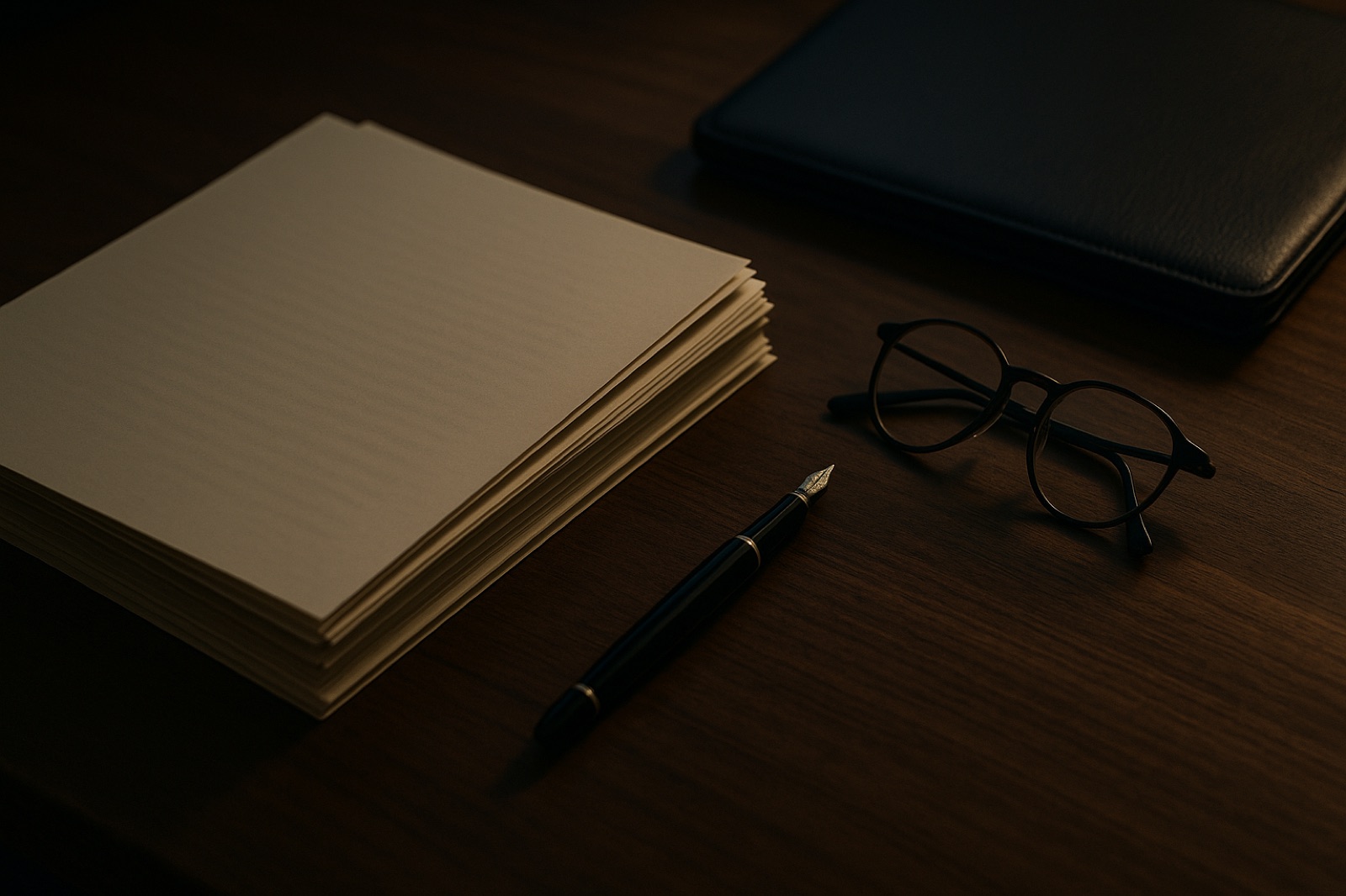 Documents and a fountain pen